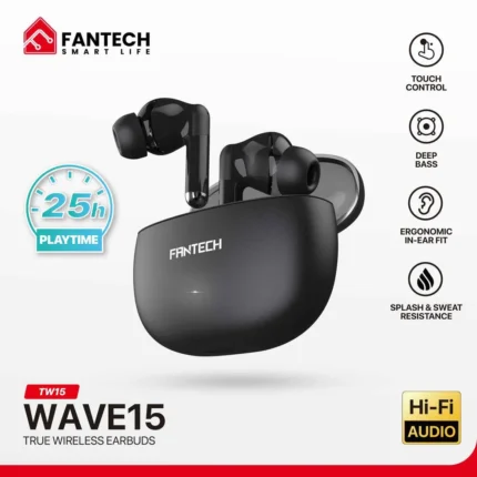 Fantech Wave TW15 earbuds Bluetooth 5.4 wireless earbuds black