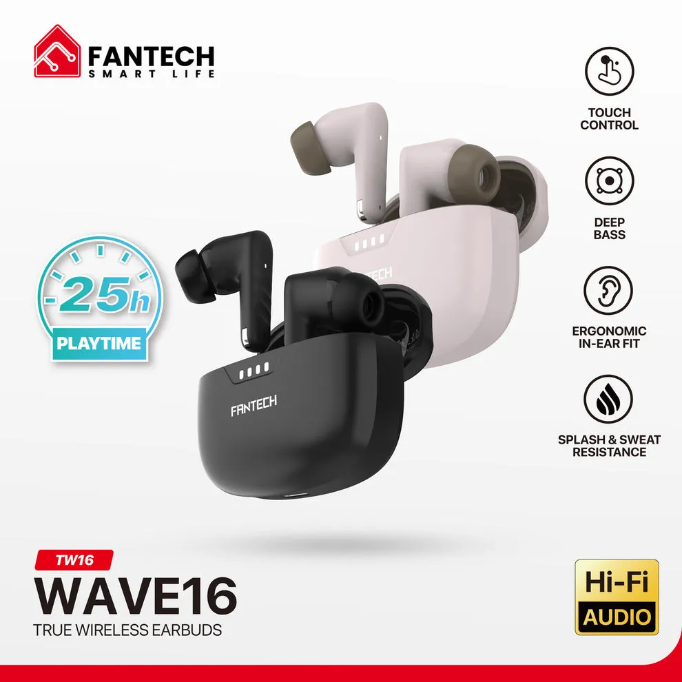 Fantech Wave TW16 True Wireless Earbuds Black Fantech Wave TW16 earbuds Bluetooth 5.4 13mm driver wireless earbuds
