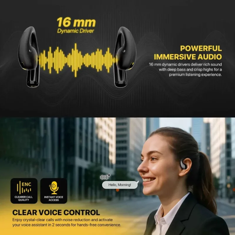 Fantech FT21 Groove open wearable earbuds Bluetooth 6.0 ENC black