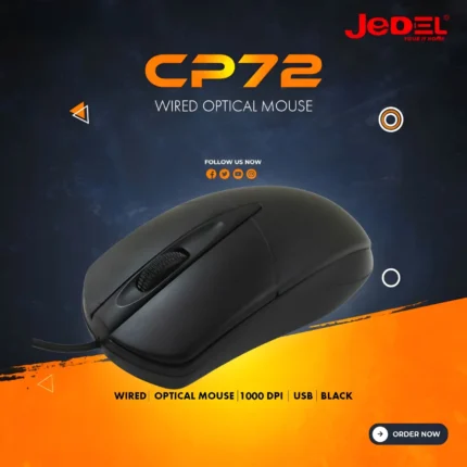 JEDEL CP72 wired USB optical mouse black 1000 DPI computer mouse