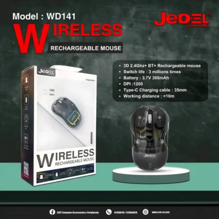 JEDEL WD-141 Wireless Rechargeable Bluetooth Mouse