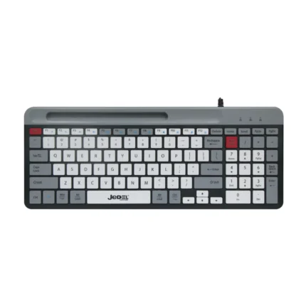 Jedel K37 slim wired USB keyboard with 100 keys and phone holder