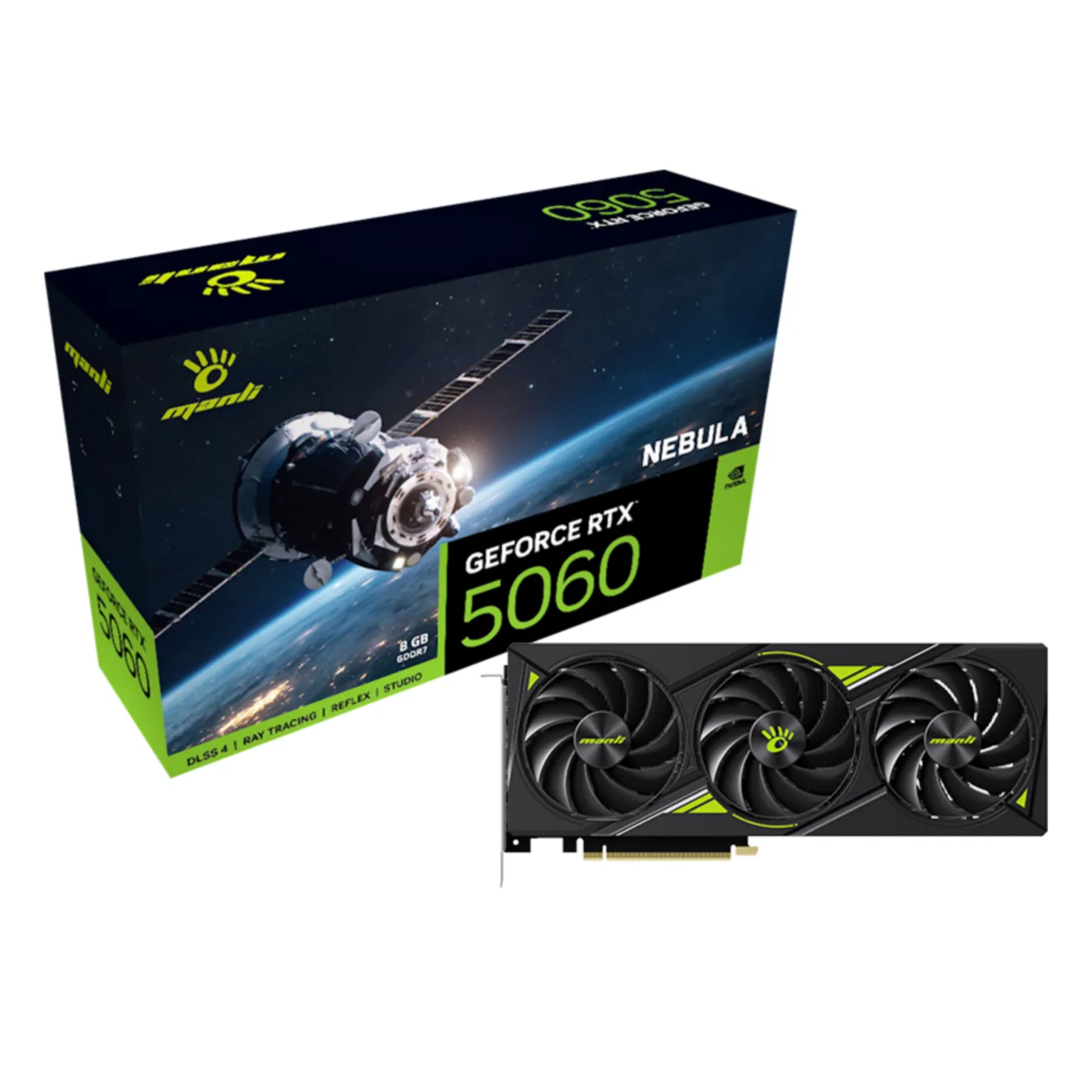 Manli Nebula RTX 5060 OC 8GB GDDR7 Triple Fan Graphics Card Manli Nebula RTX 5060 OC 8GB GDDR7 Triple Cooler GPU with 3 fans and HDMI DisplayPort